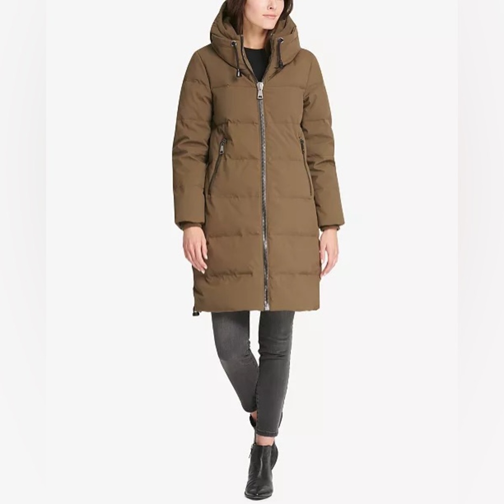 DKNY Hooded Cinch Bottom Cocoon Puffer Coat, Created for Macy's (XS)